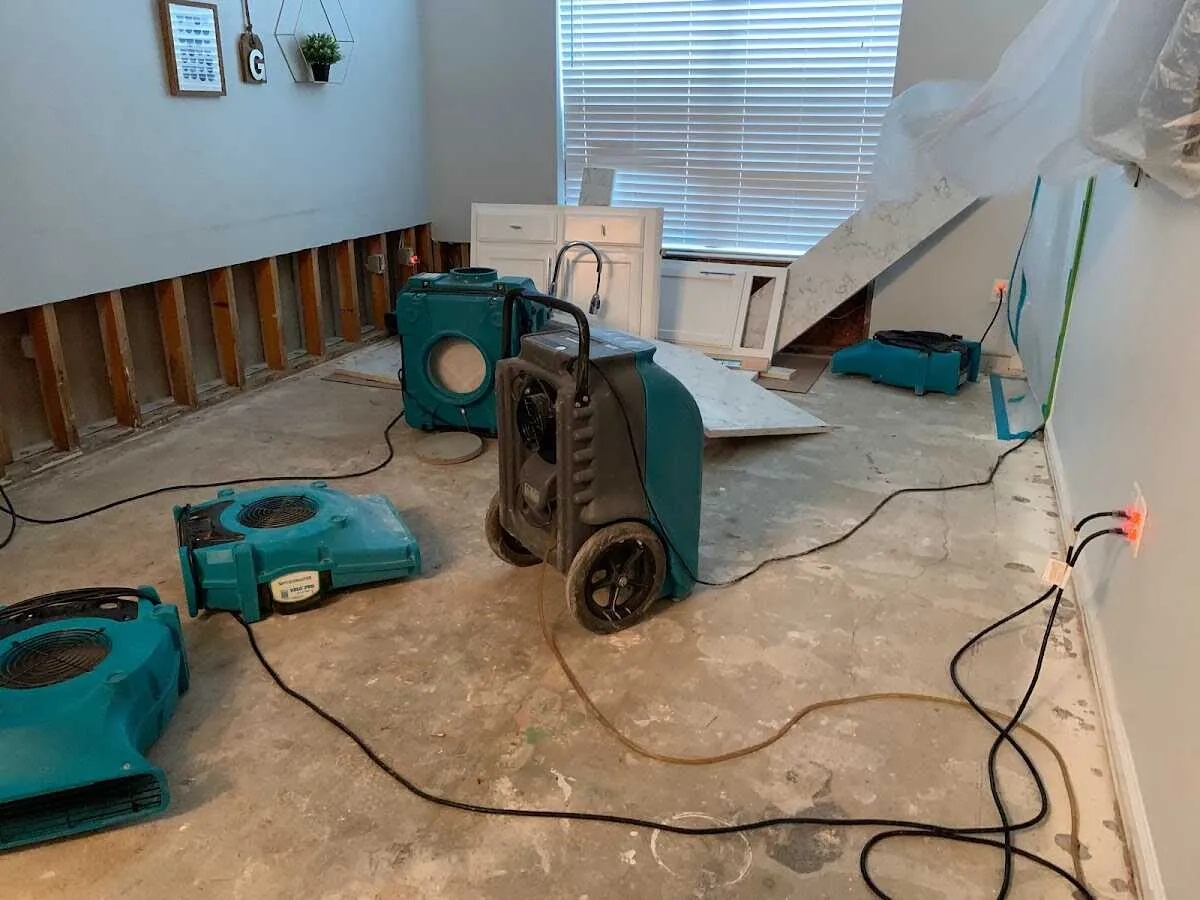 Dehumidifier in flood-cut room for Water Extraction & Removal in Edmond